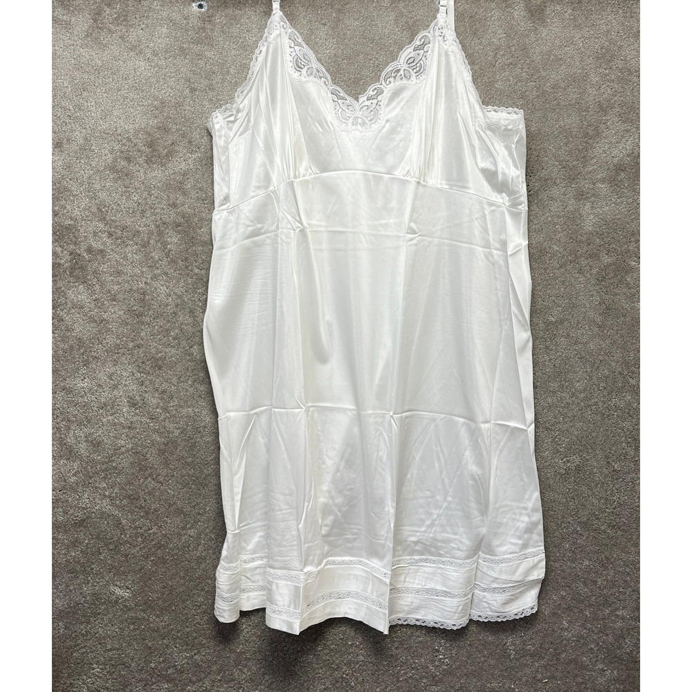 Vtg Adonna for JCPenney Full Slip Nightgown Size 50 White Lace Trim Romantic NWT